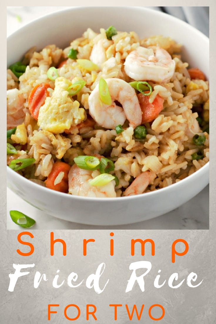 a graphic of Easy Shrimp Fried Rice Recipe for Two from scratch.