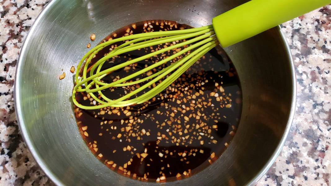 soy sauce mixture whisked in a bowl.