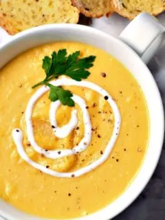 Butternut Squash Soup in a bowl.