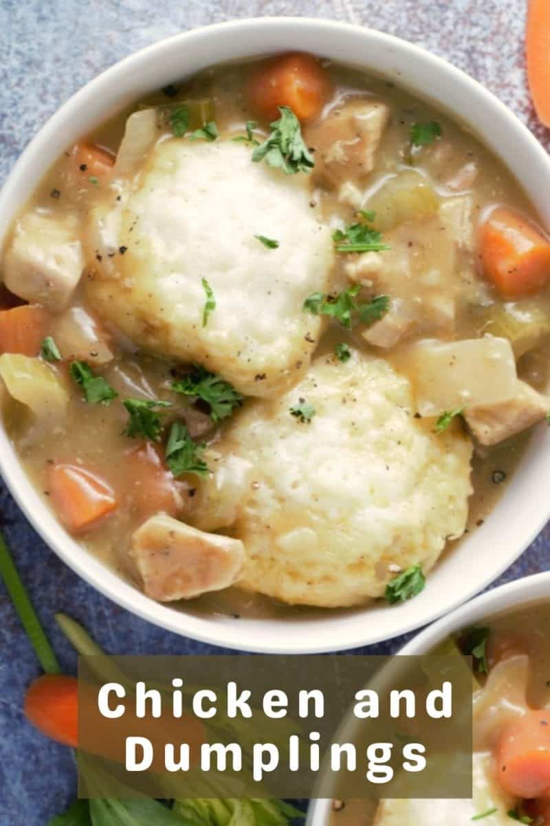 a graphic of Easy Chicken and Dumplings.