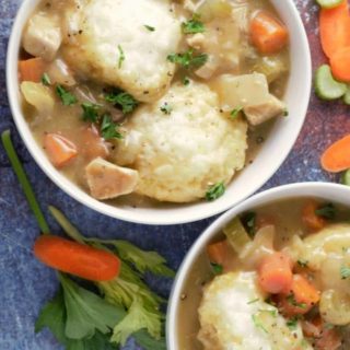 Chicken and Dumplings in two bowls.