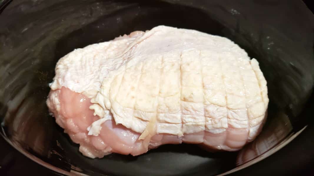 boneless turkey breast in a crockpot.