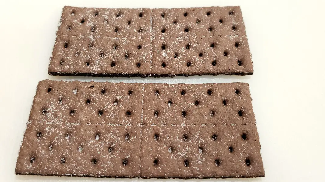 two chocolate graham crackers.