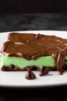 Mint Chocolate Cheesecake Tart on a plate.