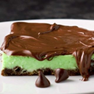 Mint Chocolate Cheesecake Tart on a plate.