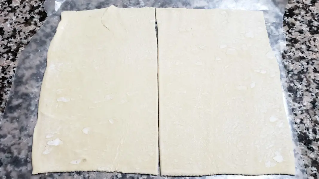 puff pastry sheet cut in half down the middle.
