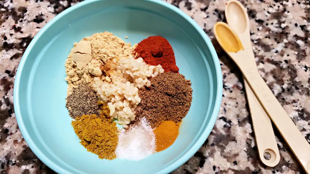 garlic and spices in a bowl.