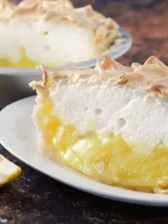 Lemon Meringue Pie on a plate.