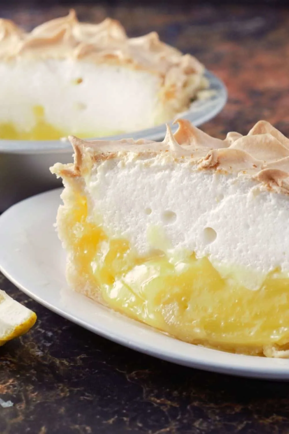 Lemon Meringue Pie on a plate.