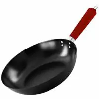 IMUSA USA PAN-10046 Nonstick Carbon Steel Wok 12-Inch, Red Handle