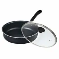 Cook N Home 11-Inch/4 Quart Nonstick Deep Saute Fry Pan/Jumbo Cooker with Lid, Black