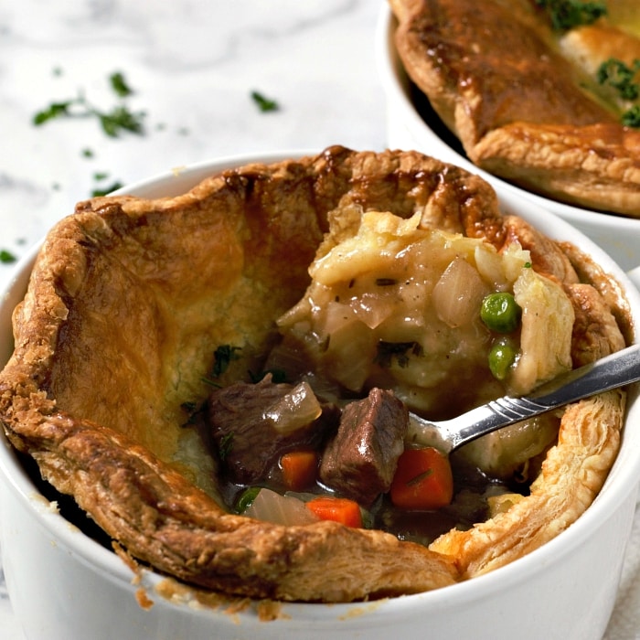 Individual Puff Pastry Beef Pot Pies Recipe for Two • Zona Cooks