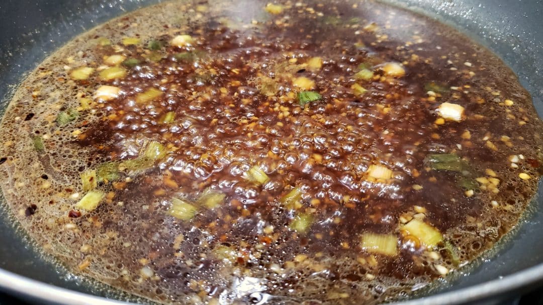 cornstarch mixture added to General Tso's sauce.