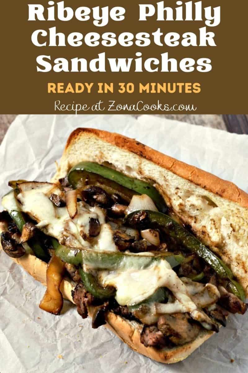 a Ribeye Philly Cheesesteak Sandwich on parchment paper.