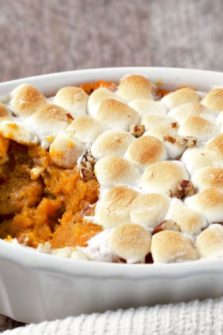 Mini Sweet Potato Casserole in a baking dish.
