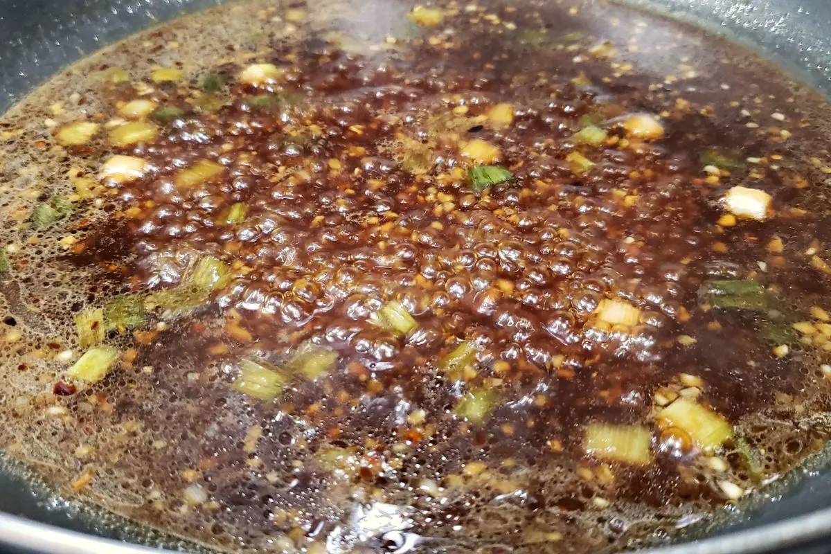 cornstarch mixture added to General Tso's sauce.