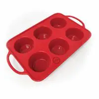 Sturdy Metal Handle Non-Stick 6 Cup Large Premium Silicone Muffin Pan