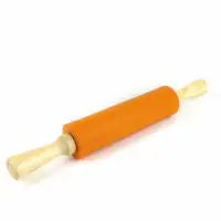 Remeel Silicone Rolling Pin Non-Stick Surface Wooden Handle (15 inch, Orange)