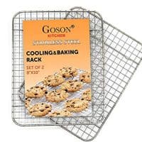 Goson Bakeware Baking, Cooling, Oven Roasting, Broiler Rack, 8in by 10in, Cross Wire, Chrome, Pack of 2, Compatible with Various Baking Sheets Oven Pans