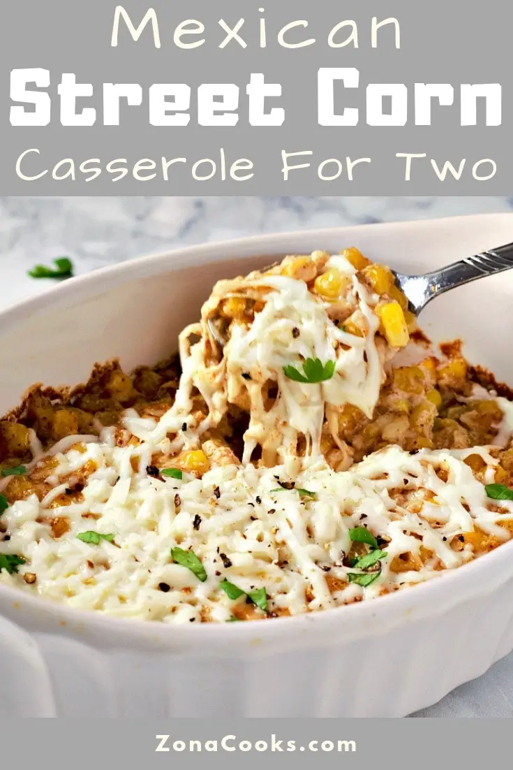 Elote Casserole in a casserole dish.