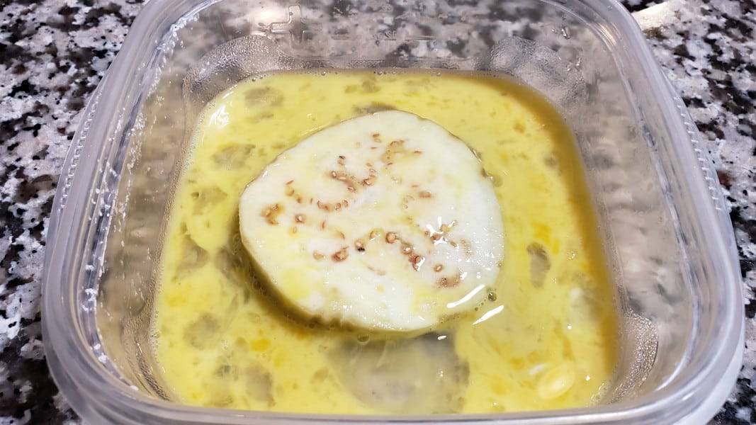 eggplant slice dipped in egg