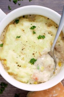 Chicken Shepherd's Pie in a casserole dish.