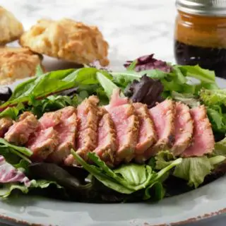 Sesame Seed Tuna Steak Salad with Asian Ginger Dressing