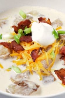 Loaded Baked Potato Soup in a bowl.