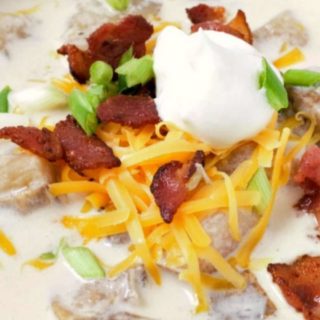 Loaded Baked Potato Soup in a bowl.