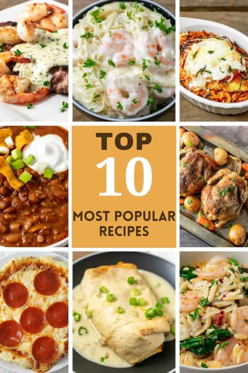 a graphic of Top 10 Most Popular Recipes Zona Cooks