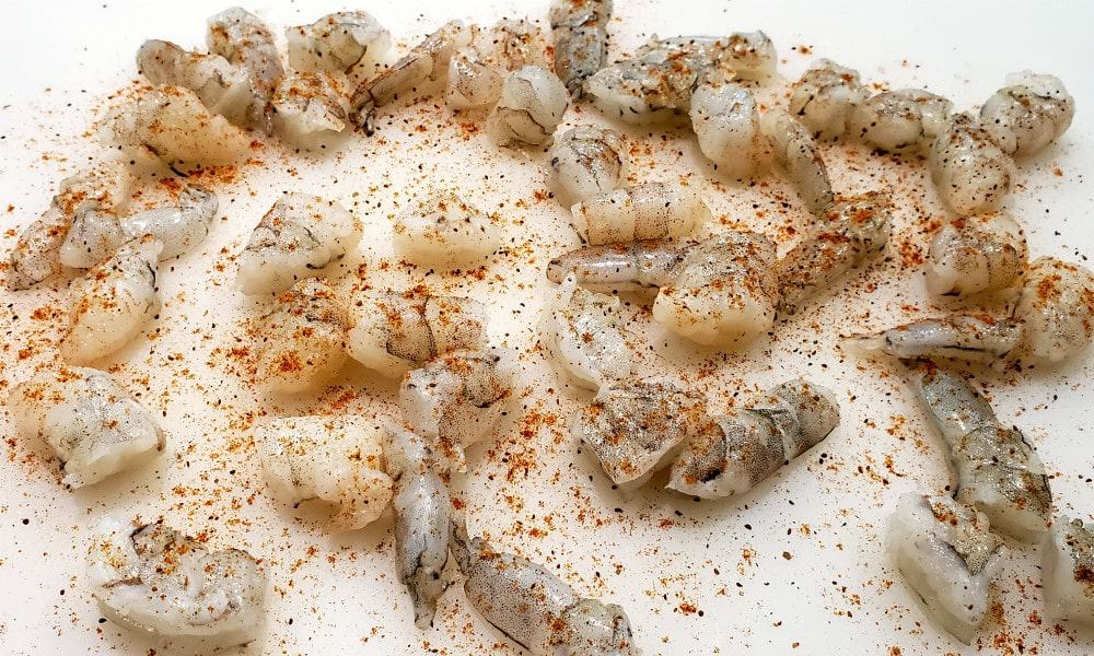 raw shrimp seasoned with Old Bay Seasoning