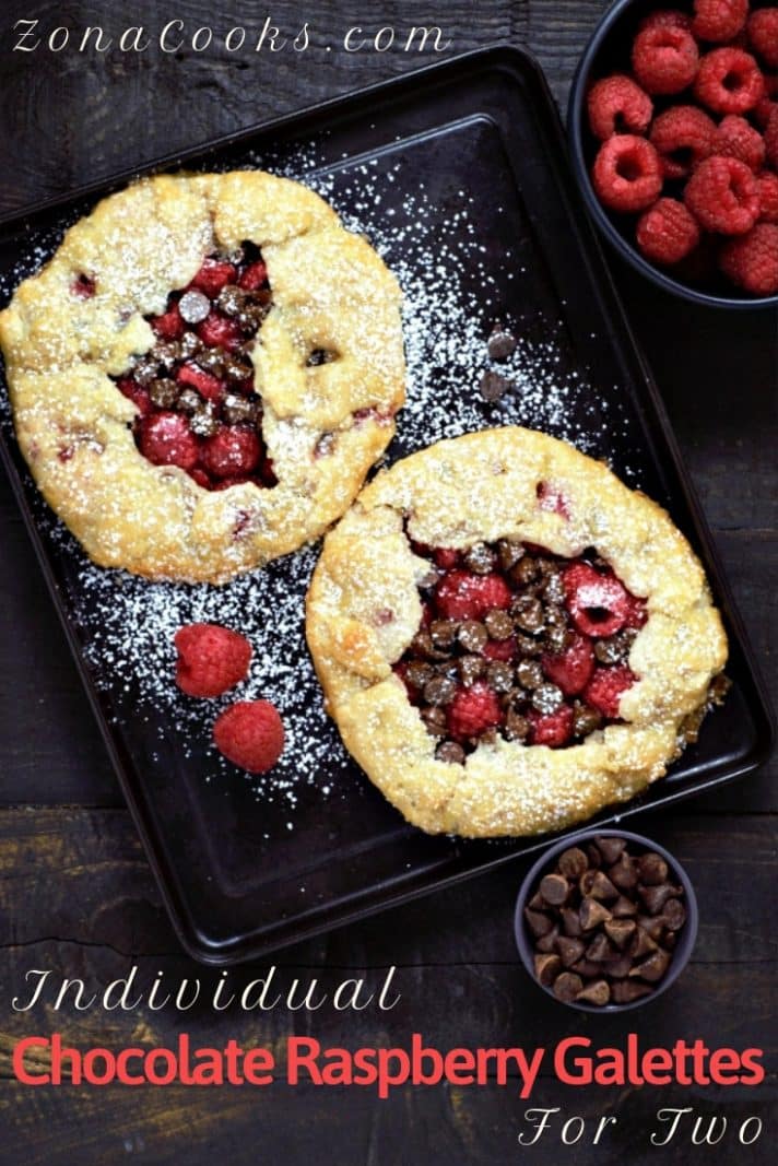 a graphic of Individual Chocolate Raspberry Galettes Recipe for Two