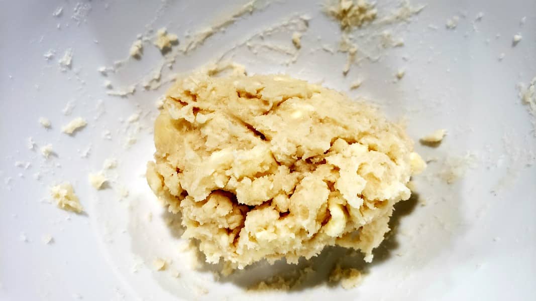 ice water added to the dough mixture