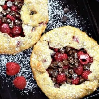 Chocolate Raspberry Galettes on a tray.