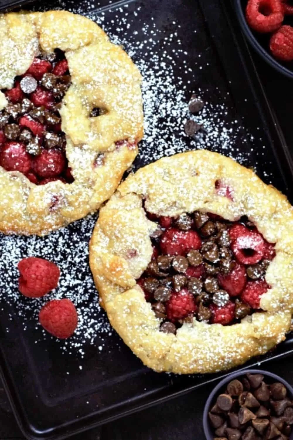 Chocolate Raspberry Galettes on a tray.