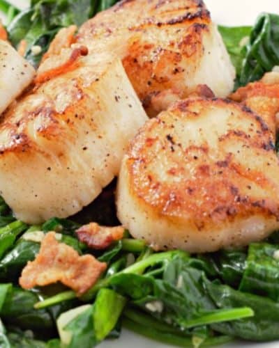 Seared Scallops with Spinach and Bacon