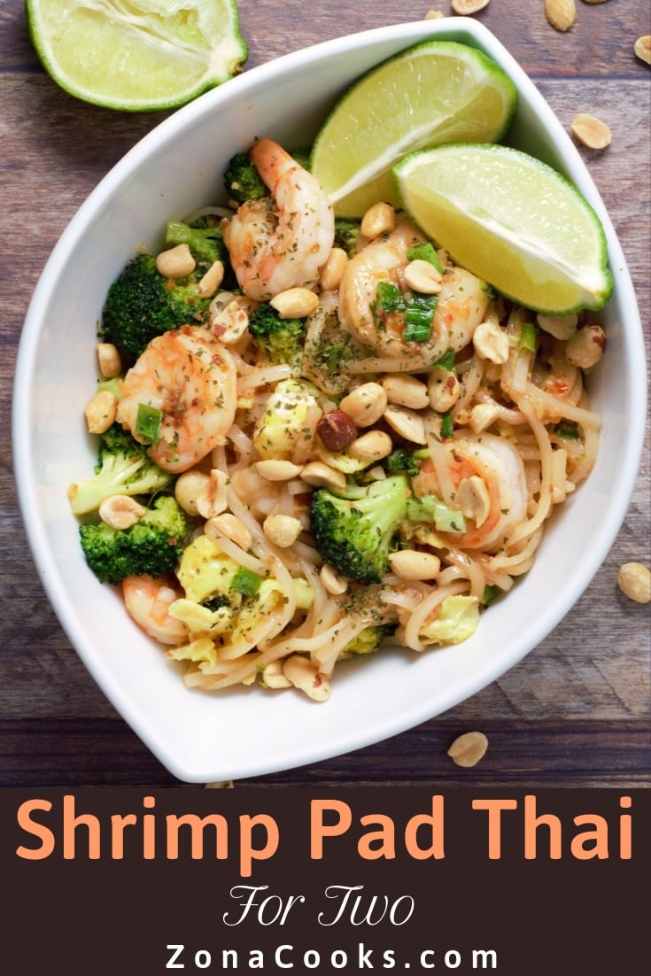 a graphic of Shrimp Pad Thai Recipe for Two