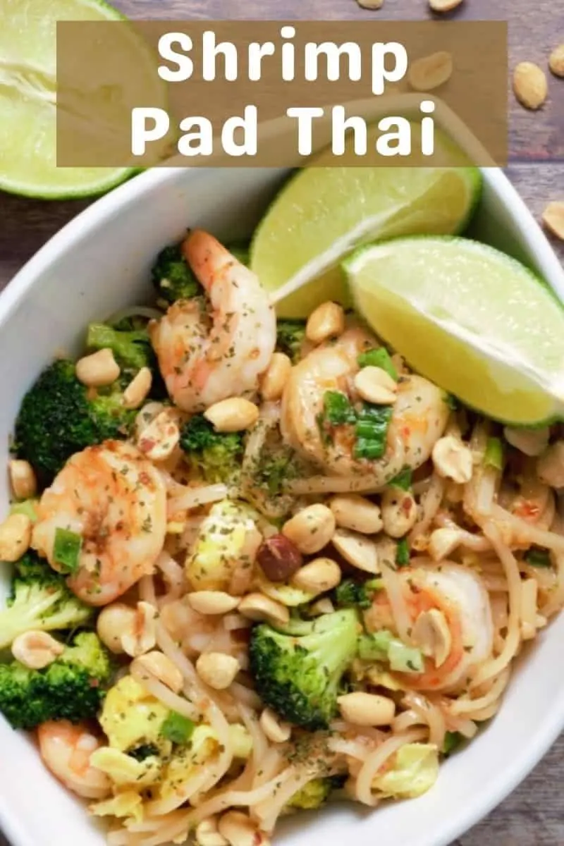 a large bowl filled with Shrimp Pad Thai.