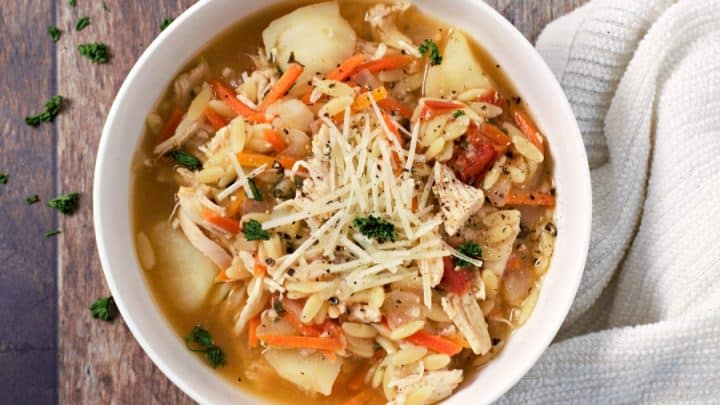 Tuscan Orzo Chicken Soup - serves 2