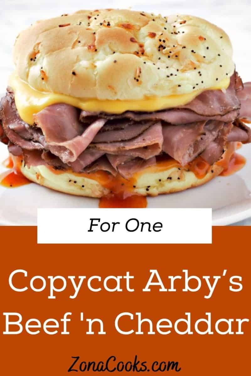 A copycat Arby's Beef and Cheddar sandwich on a plate.