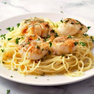 Baked Buttery Sea Scallops with Pasta serves 2