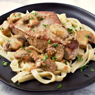 Creamy Mushroom Tuna Steaks and Egg Noodles