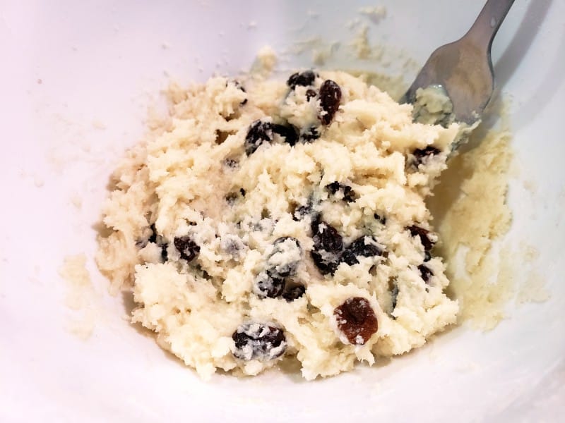 dough with raisins folded in