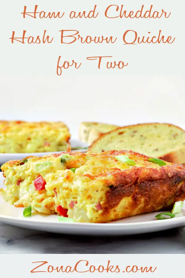 Ham and Cheddar Hash Brown Quiche Recipe for Two