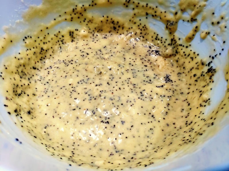 lemon poppy seed pancake batter in a bowl