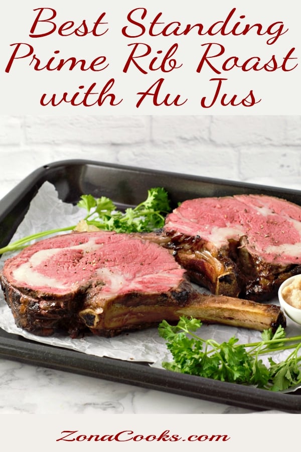 a graphic of Best Standing Prime Rib Roast with Au Jus for two