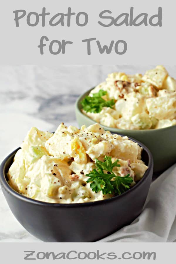 two bowls of small batch potato salad for two