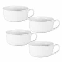 BIA Cordon Bleu Porcelain Soup Cup with Handle, White, Set of 4