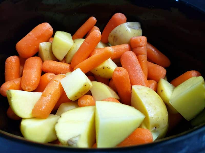 potatoes and carrots in a crockpot