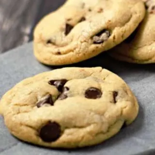 Chocolate Chip Cookies on a cutting board.